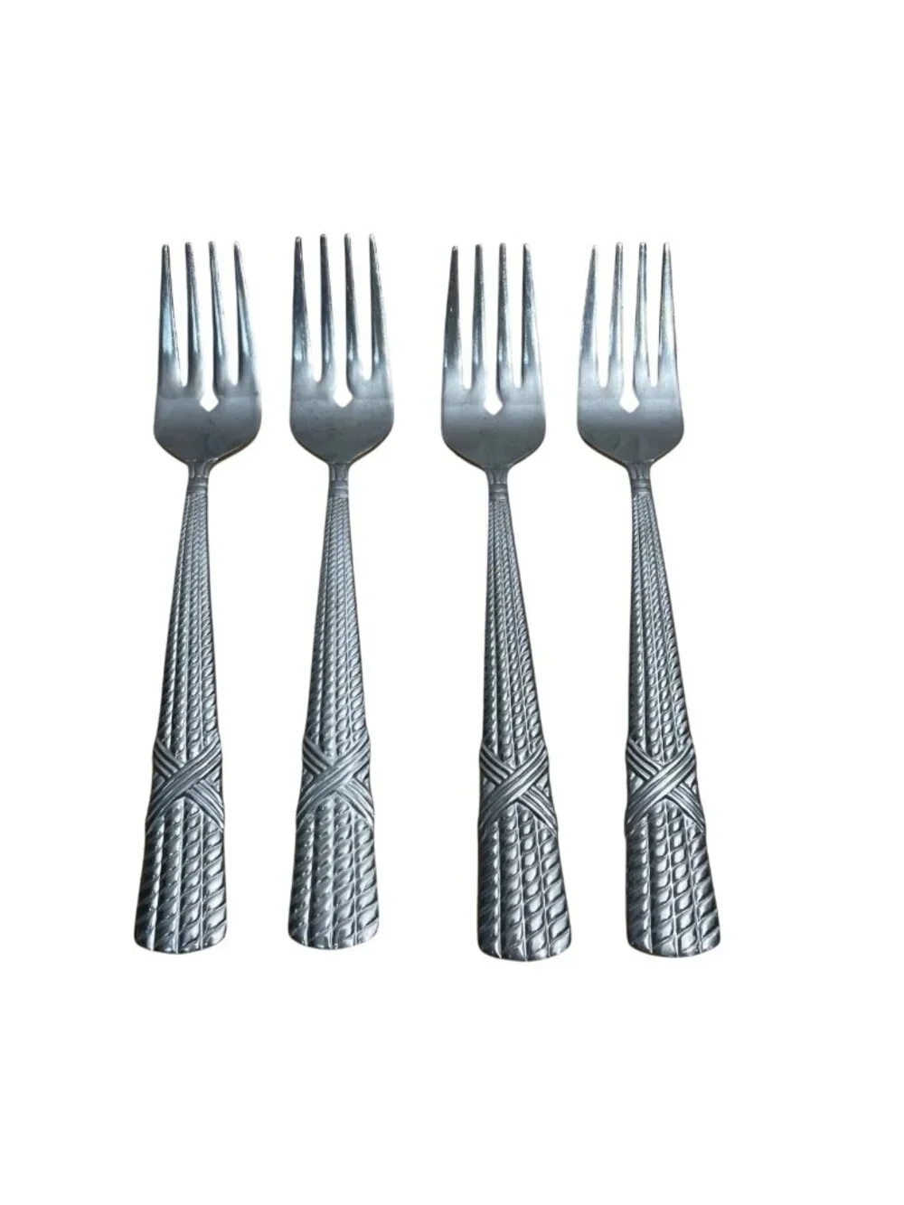 Farberware FRW56 Pattern 4 Salad Dessert Forks Stainless Flatware Glossy Rope X